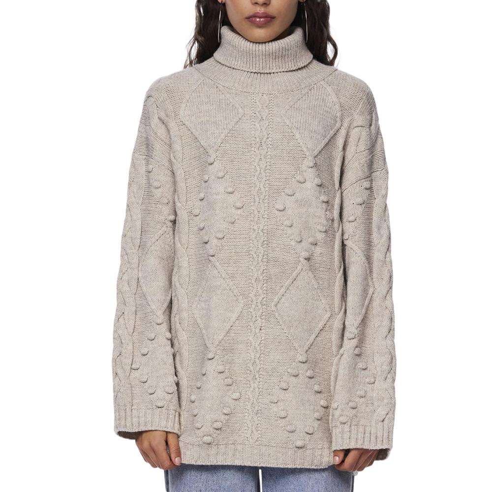 Pull Beige Femme Pieces Wide Sleeve pas cher