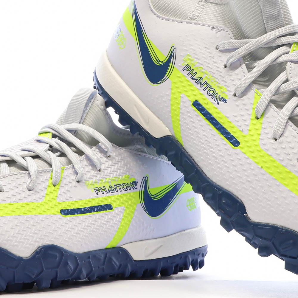 Chaussures de Foot Blanc/Bleu/Jaune Junior Nike Phantom GT2 Academy vue 7