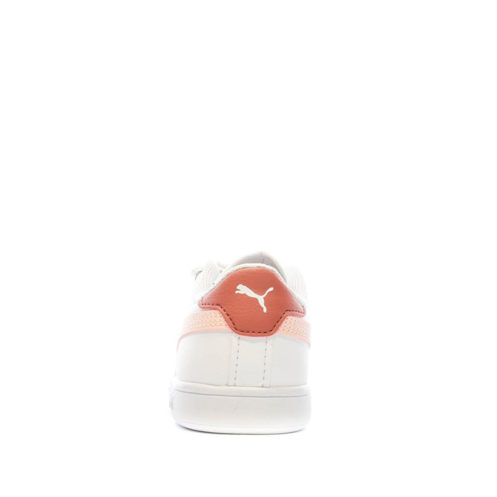 Baskets Blanches/Roses Enfant Puma Smash V2 L V vue 3