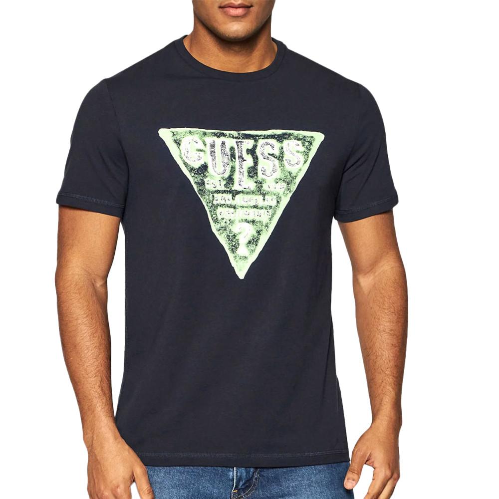 T-shirt Marine Homme Guess Rusty pas cher