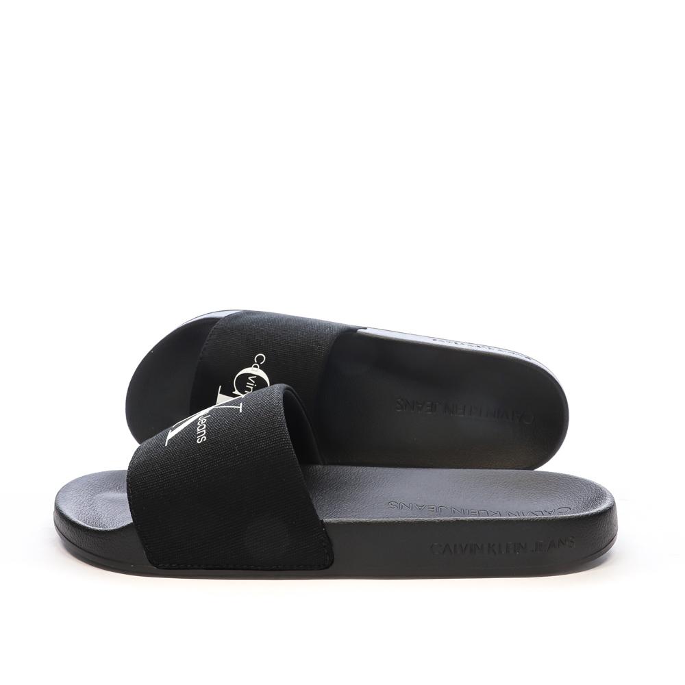 Claquettes Noires Homme Calvin Klein Jeans Slide Monogram pas cher