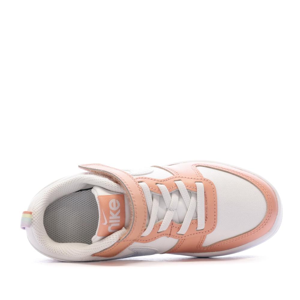 Baskets Rose/Blanche Fille Nike Court Borough vue 4
