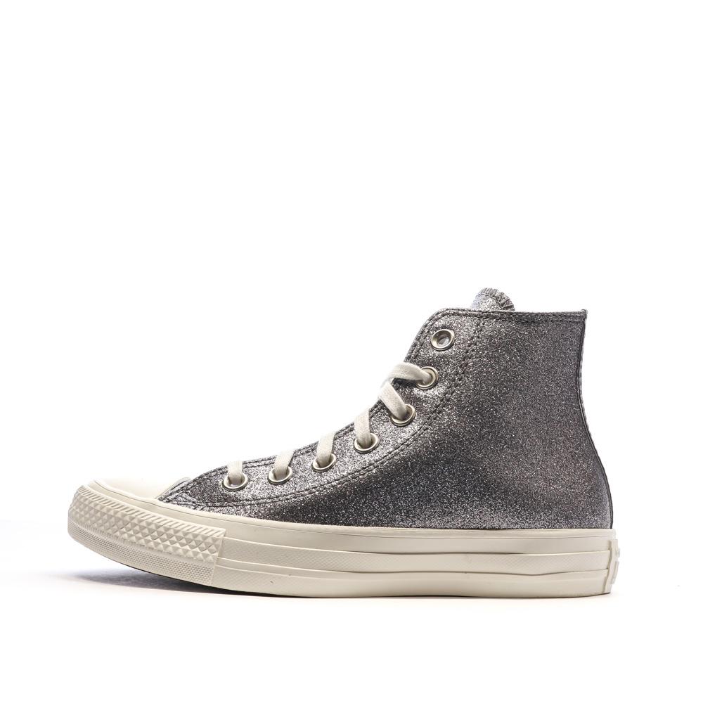 Baskets Grises à paillettes Femme Converse Chuck Taylor All Star vue 2