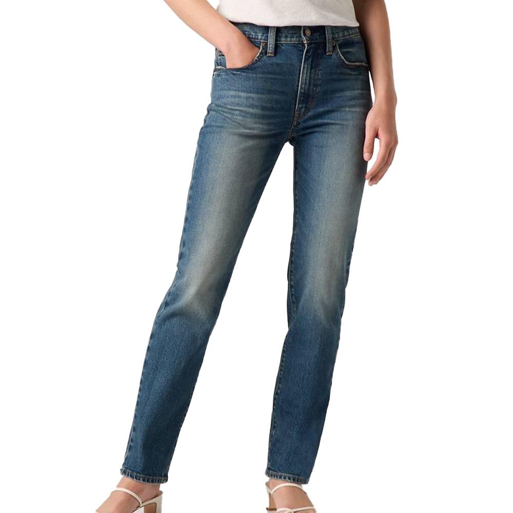Jean 724 Bleu Classique Femme Levi's High Rise Straight 18883 pas cher
