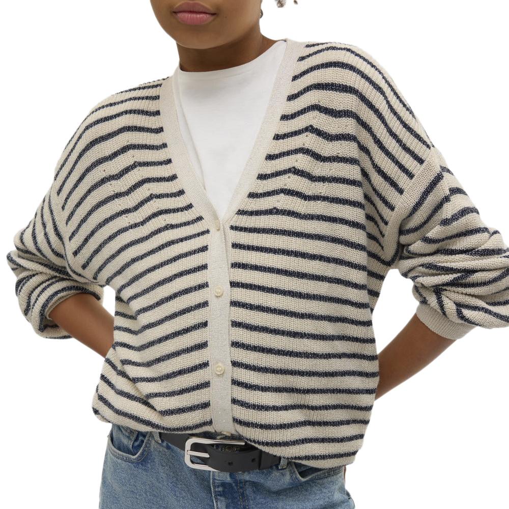 Gilet Marine/Beige à Rayures Fille Vero Moda Newlex pas cher