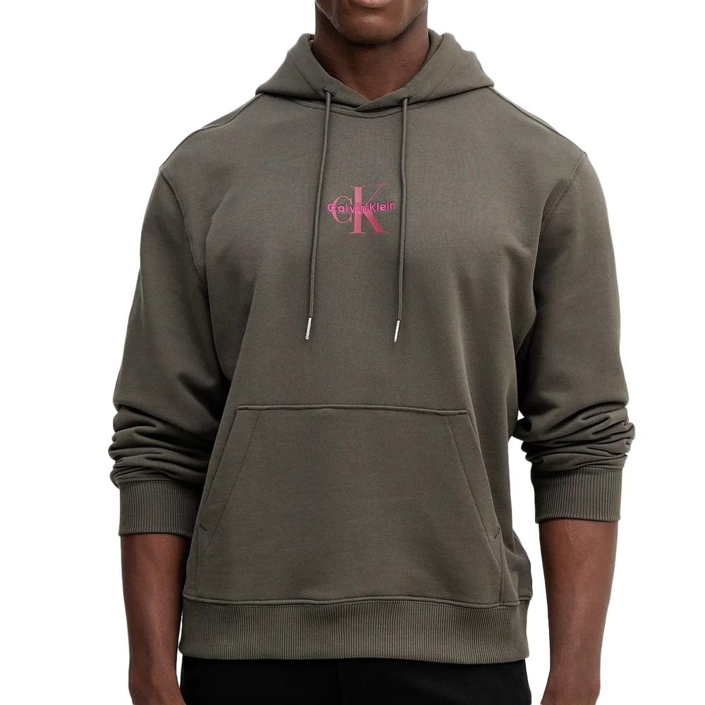 Sweat à Capuche Gris Homme Calvin Klein Jeans 350terry Micro pas cher