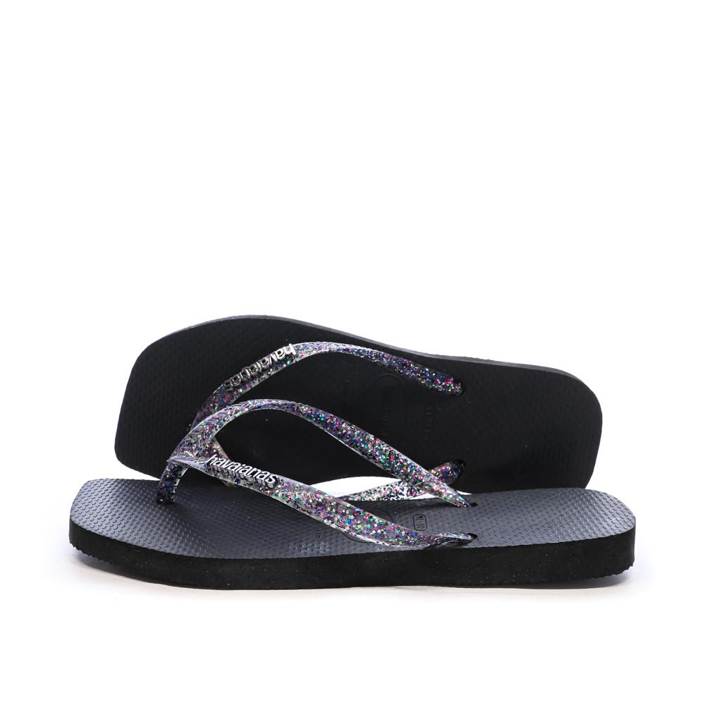 Tongs Noires Femme Havaianas Hav Square Logo Met pas cher