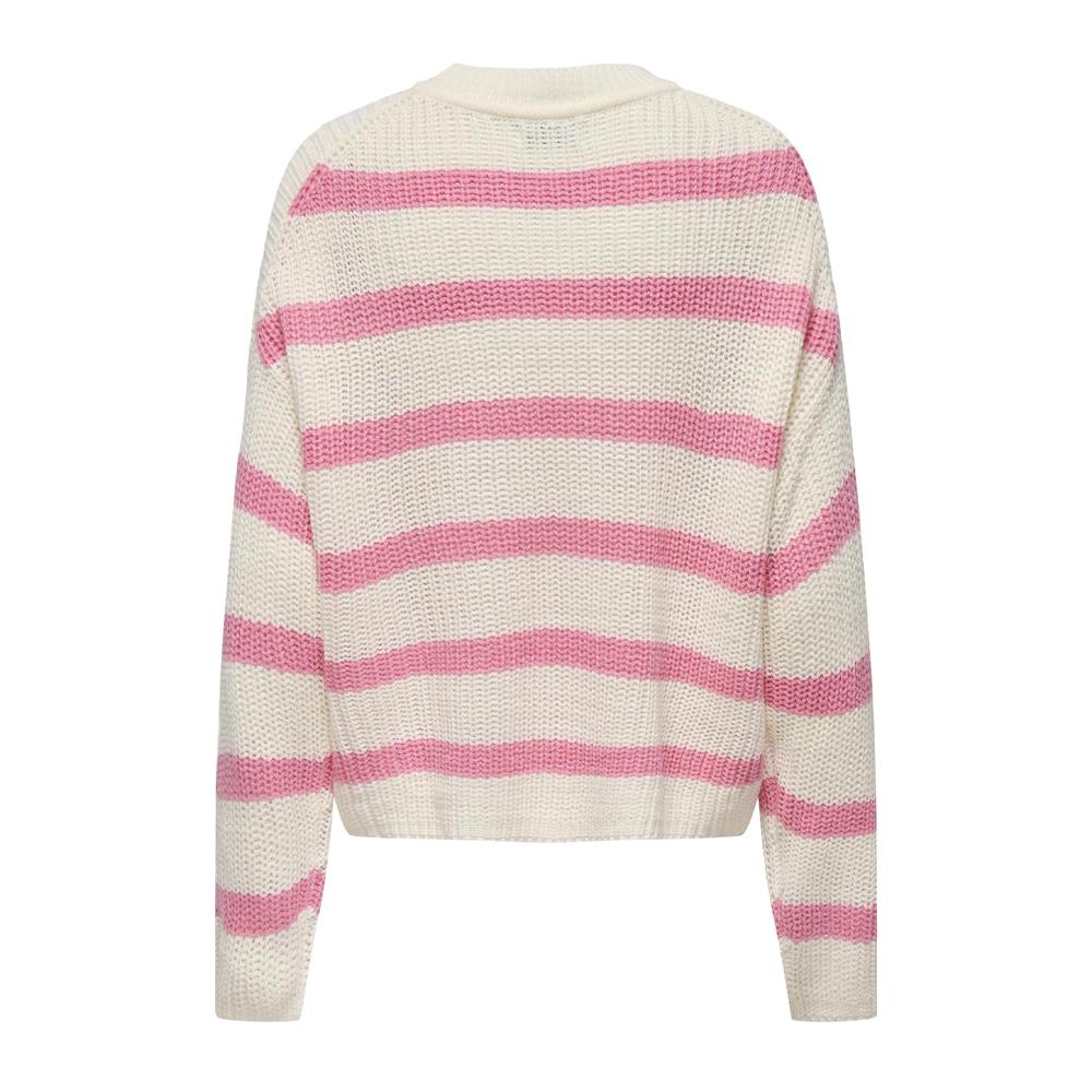 Pull Ecru/Rose Femme JDY Stripe Pullover vue 2