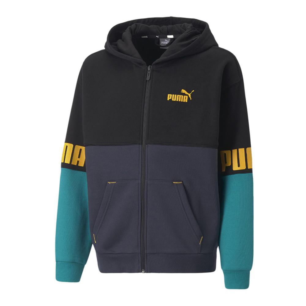 Sweat à capuche Noir/Gris/Bleu Garçon Puma Power Colorblock pas cher