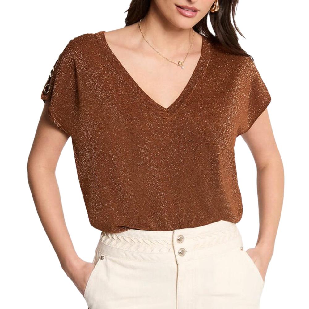 T-Shirt Marron/Doré Femme Morgan MRING pas cher