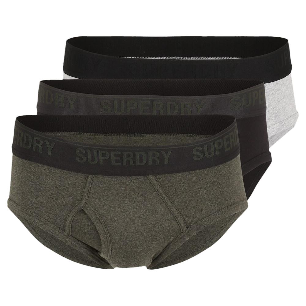 x3 Slips Noir/Gris/Kaki Homme Superdry M3110344A pas cher