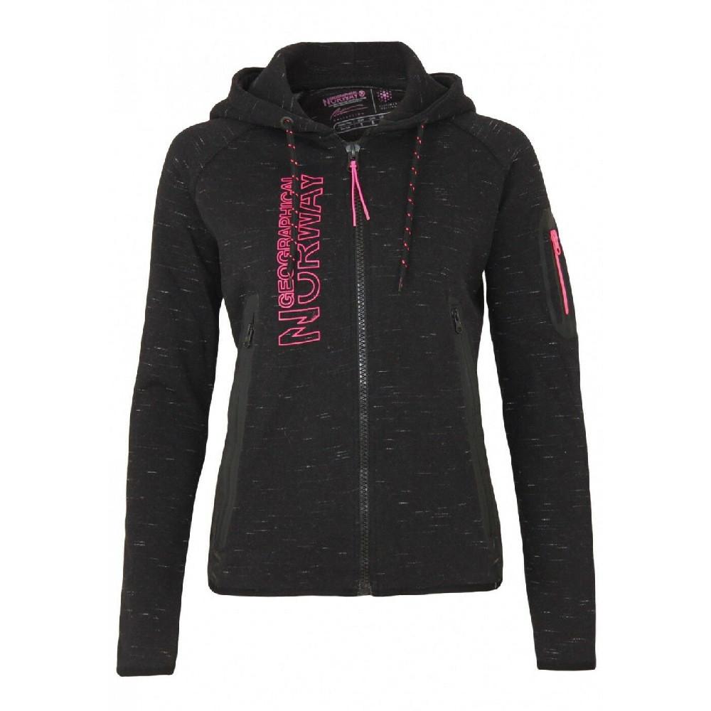 Sweat zippé Noir Fille Geographical Norway Getincelle pas cher