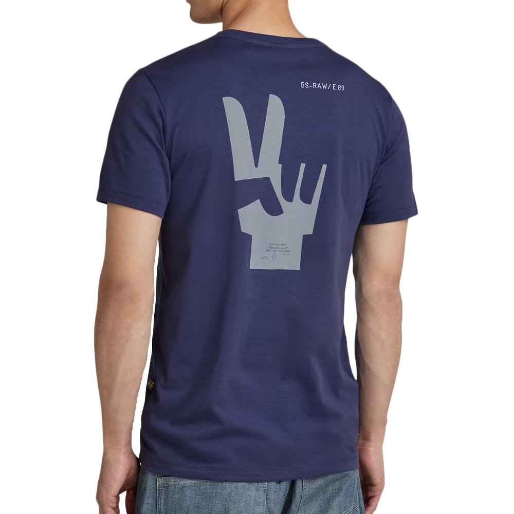 T-Shirt Marine Homme G-Star Raw Hand vue 2