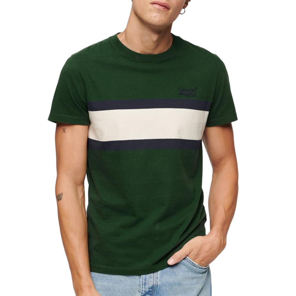 T-shirt Vert/Marine Homme Superdry M1011839A pas cher