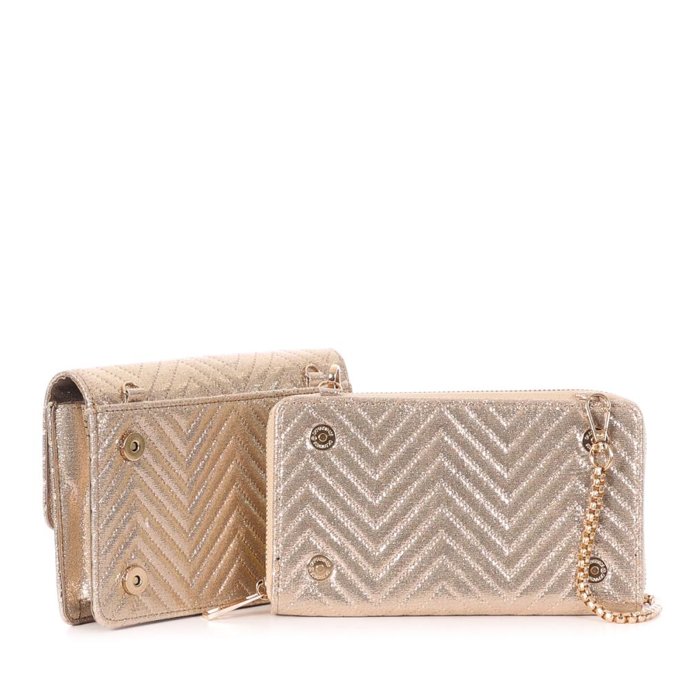 Sac à Bandoulière Doré Femme Stella Green Chevron vue 3