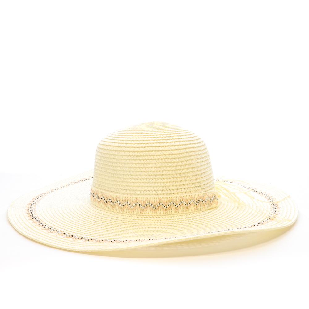 Chapeau de soleil en paille Beige à large bord Via Lorenzo SPCH1510 pas cher