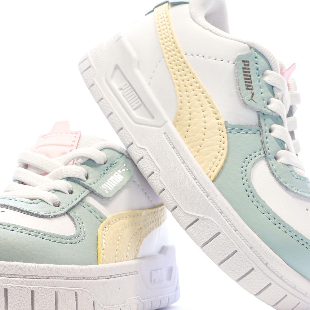 Baskets Blanches/Vert d'Eau/Jaune Garçon/Fille Puma Cali Dream vue 7