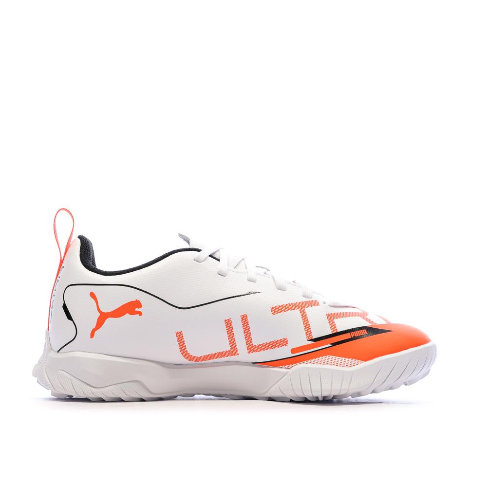 Chaussures de football Blanches/Oranges Garçon Puma Ultra 5 Play vue 2