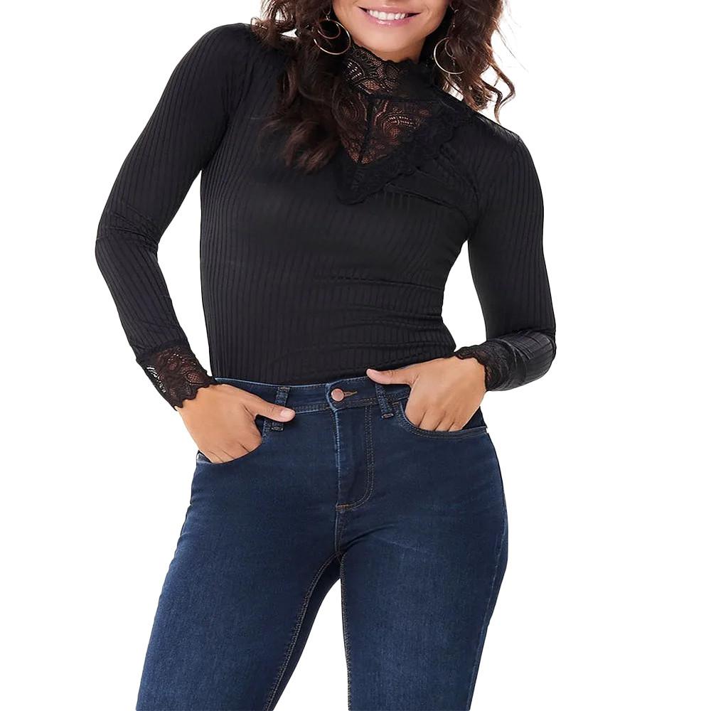 T-shirt Manches Longues Noir Femme Jacqueline de Yong Rine pas cher