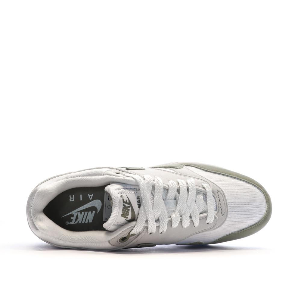 Baskets Blanches/Kaki Femme Nike Air Max 1 vue 4