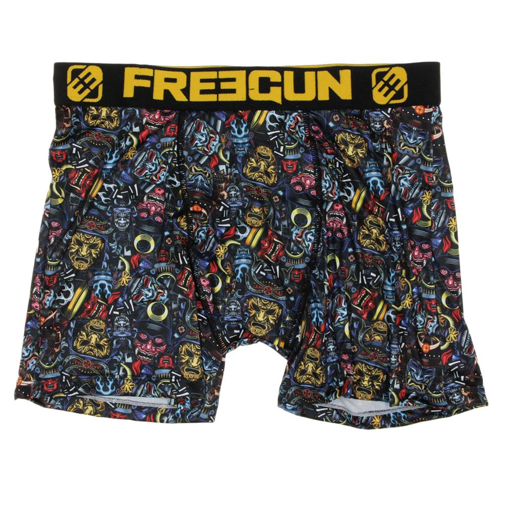 Boxer Noir/Bleu/Jaune à Imprimés Homme Freegun MAS pas cher