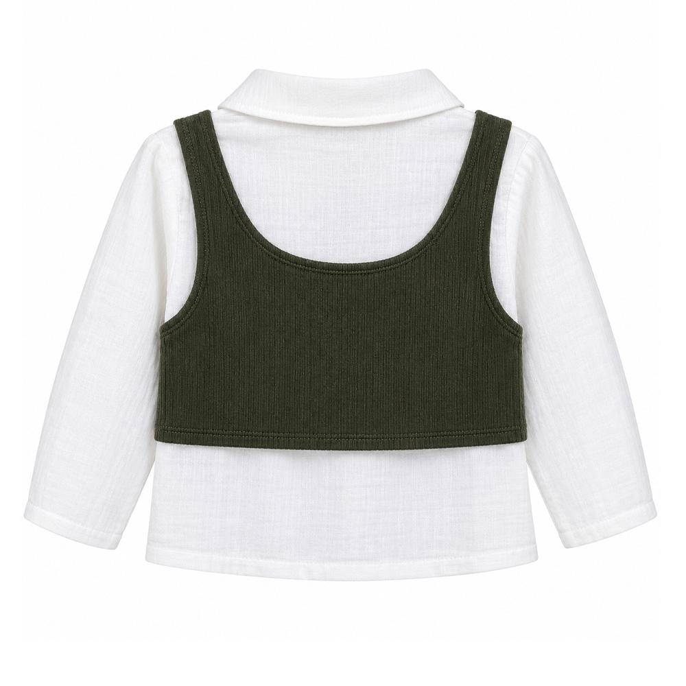 Blouse Blanc/Kaki Bébé Fille P'tit Mome Pauline vue 2