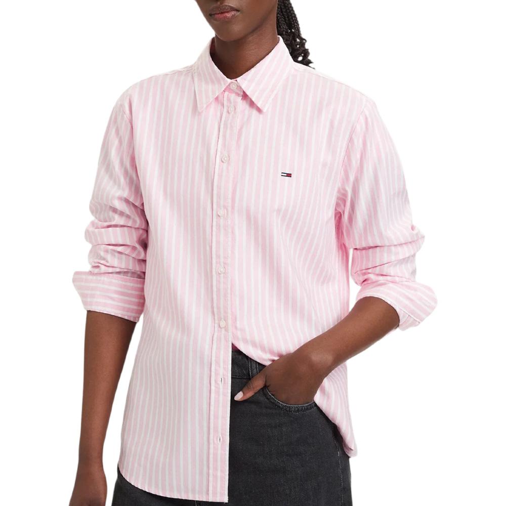 Chemise Rose à rayures Femme Tommy Hilfiger Oxford pas cher