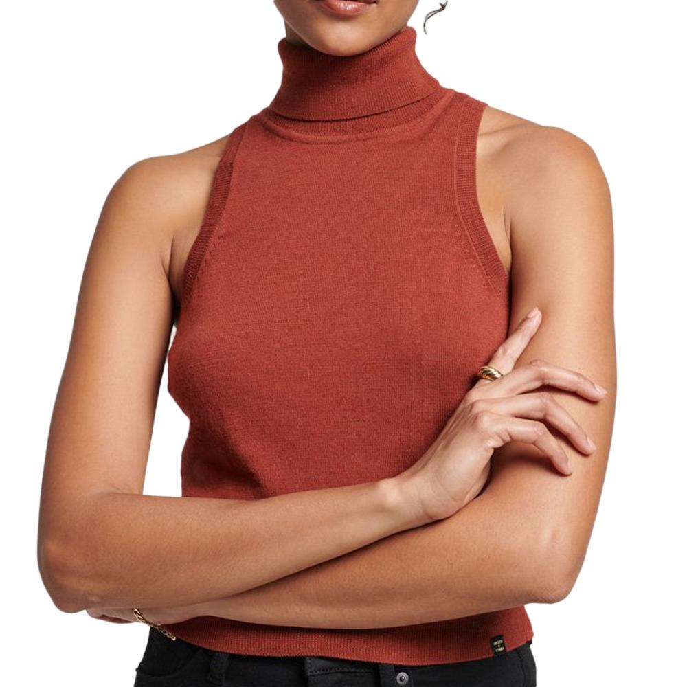 Débardeur Rouge Femme Superdry Studios Merino pas cher