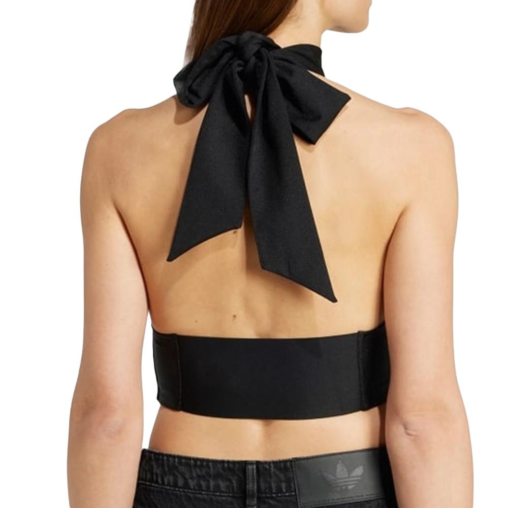 Camiseta sin mangas negra de mujer Adidas con cuello halter ver 2