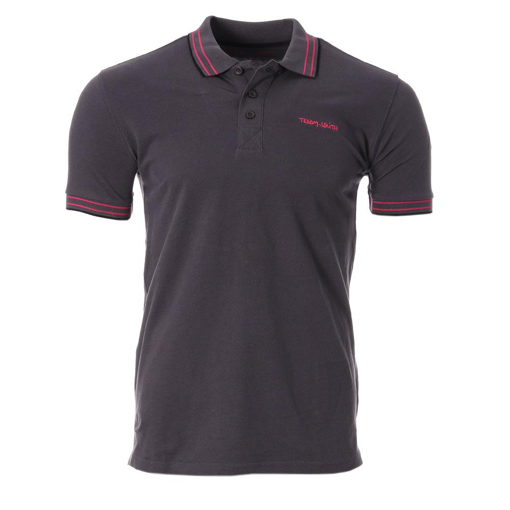 Polo Gris Foncé/Rose Homme Teddy Smith Pasian pas cher