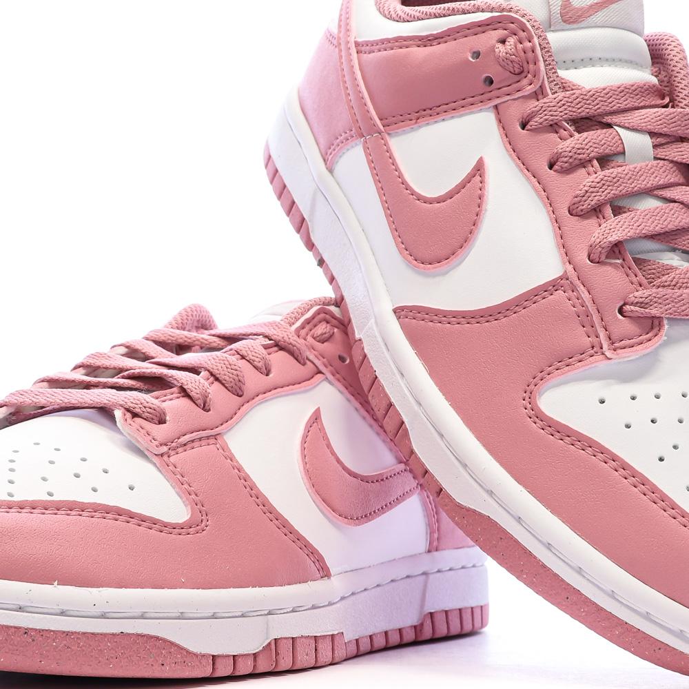 Baskets Roses/Blanches Femme Nike Dunk Low vue 7