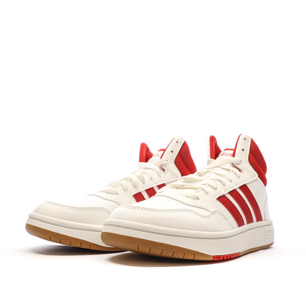 Baskets Blanc/Rouge Homme Adidas Hoops 3.0 Mid vue 6