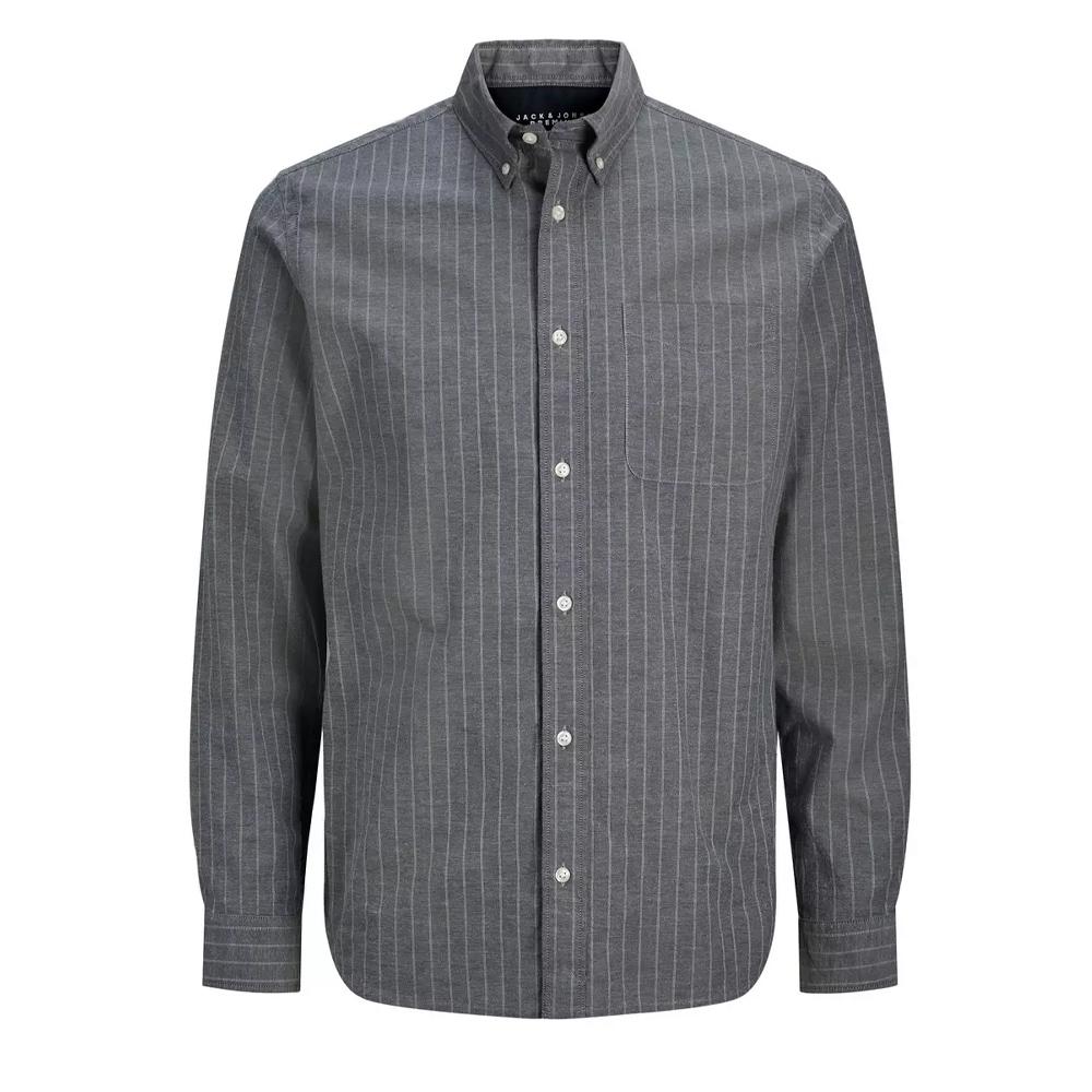 Chemise Manches longues Grise à rayures Homme Jack & Jones Oxford pas cher