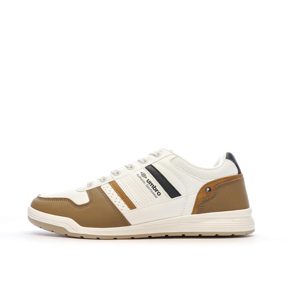 Baskets Blanc/Marron Homme Umbro Slade pas cher