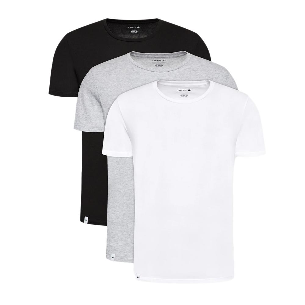 x3 T-shirt Blanc/Gris/Noir Homme Lacoste TH3451 pas cher