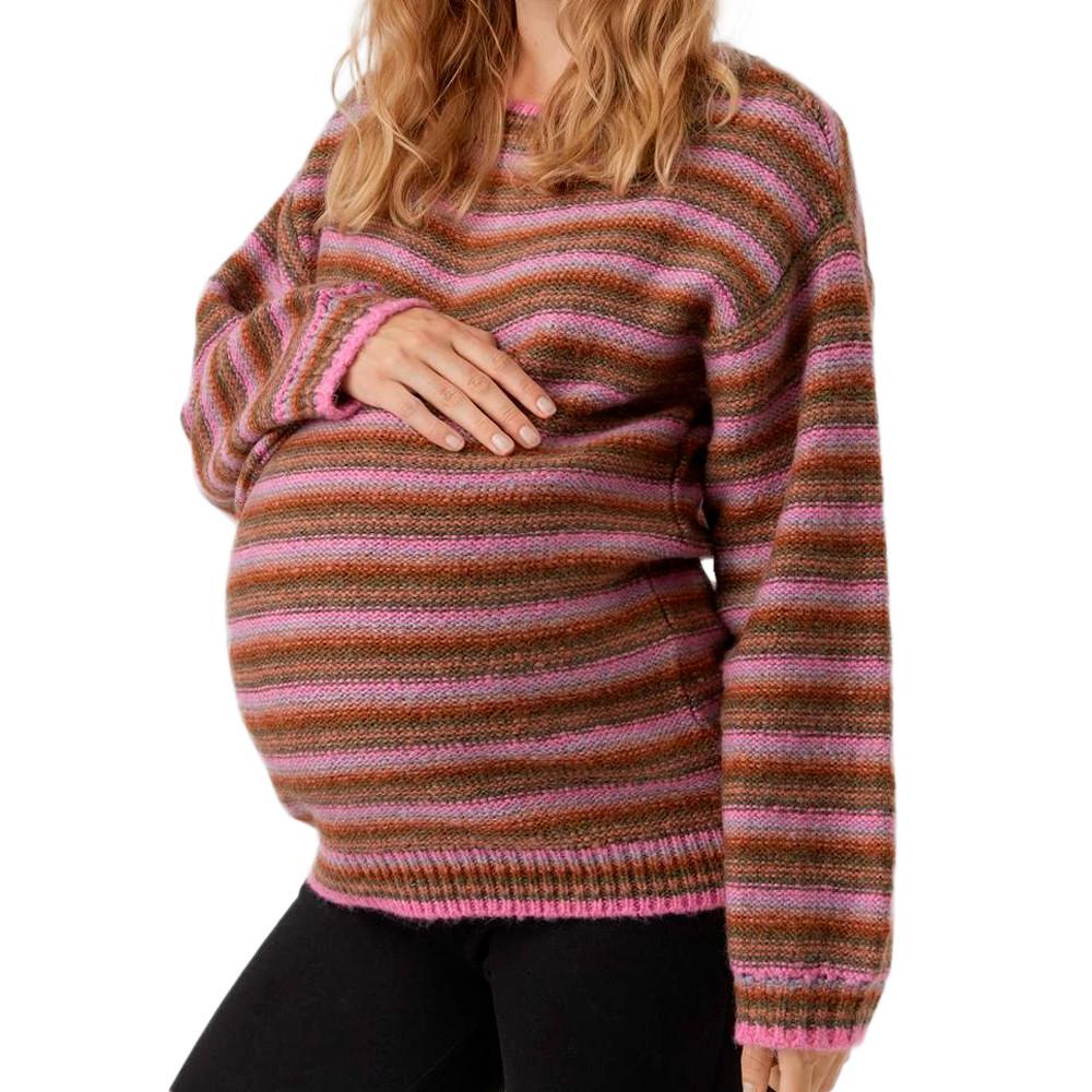 Pull de Grossesse Rose/Marron Femme Mamalicious Sandra pas cher