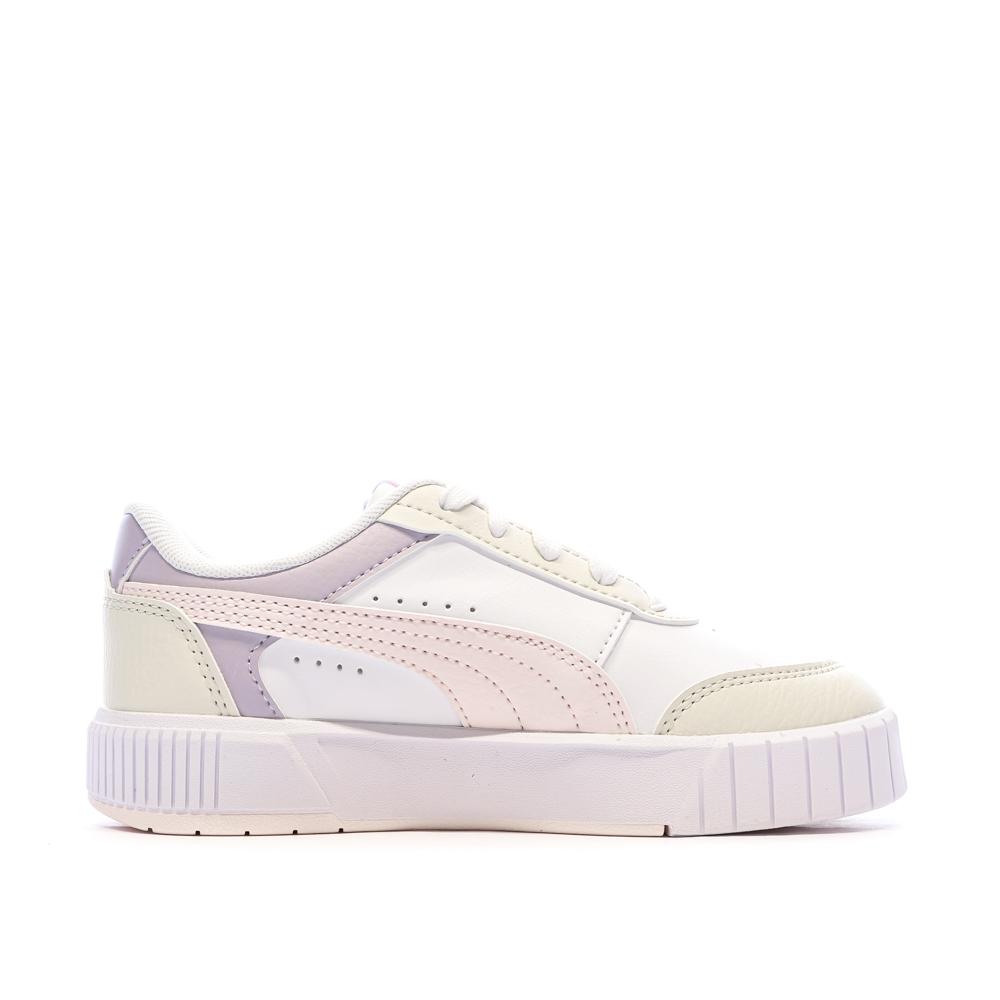 Basket Blanches/Mauves/Jaunes Fille Puma Carina Mia vue 2