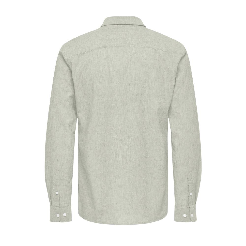 Chemise Grise/Verte Homme Only & Sons Solid Linen vue 2