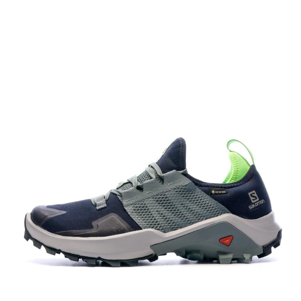Chaussures de Trail Running Marine/Vert Salomon Goretex pas cher