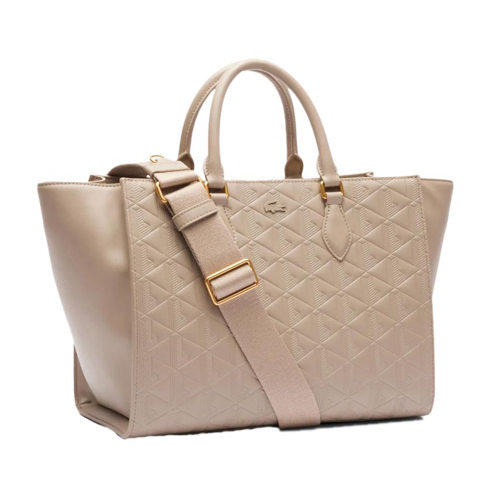 Sac à main Beige Femme Lacoste Lage Maheki Monogram pas cher