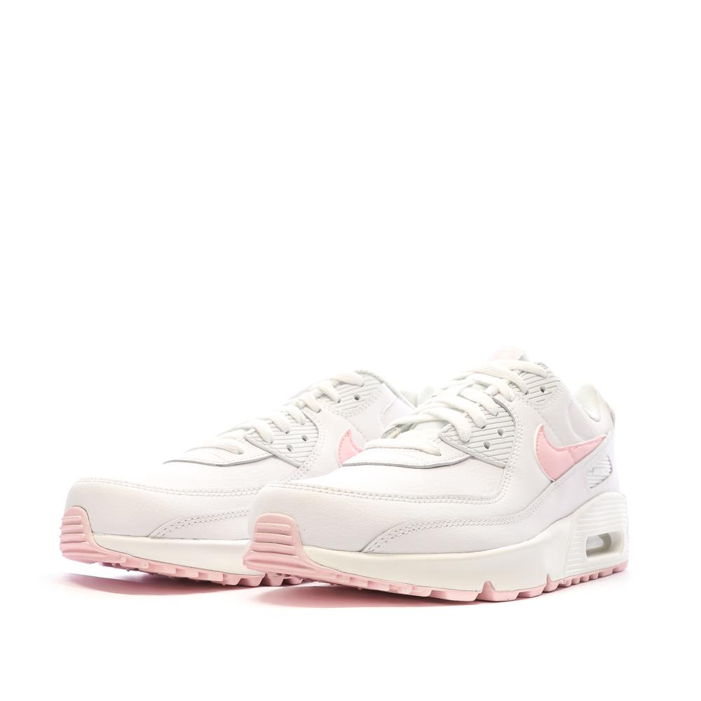 Baskets Blanches/Rose Femme Nike Air Max 90 vue 6