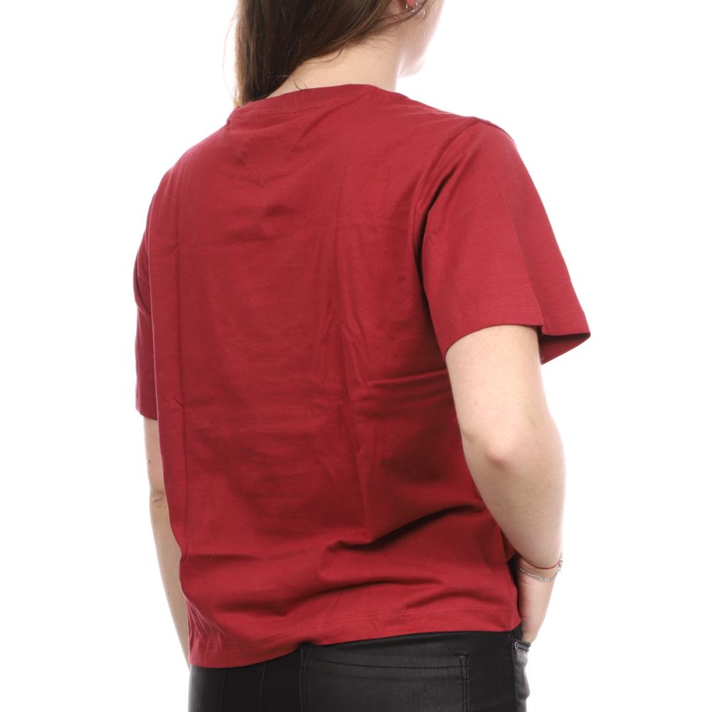 T-Shirt Crop Top Rouge Femme Tommy Hilfiger Classic Essential vue 2