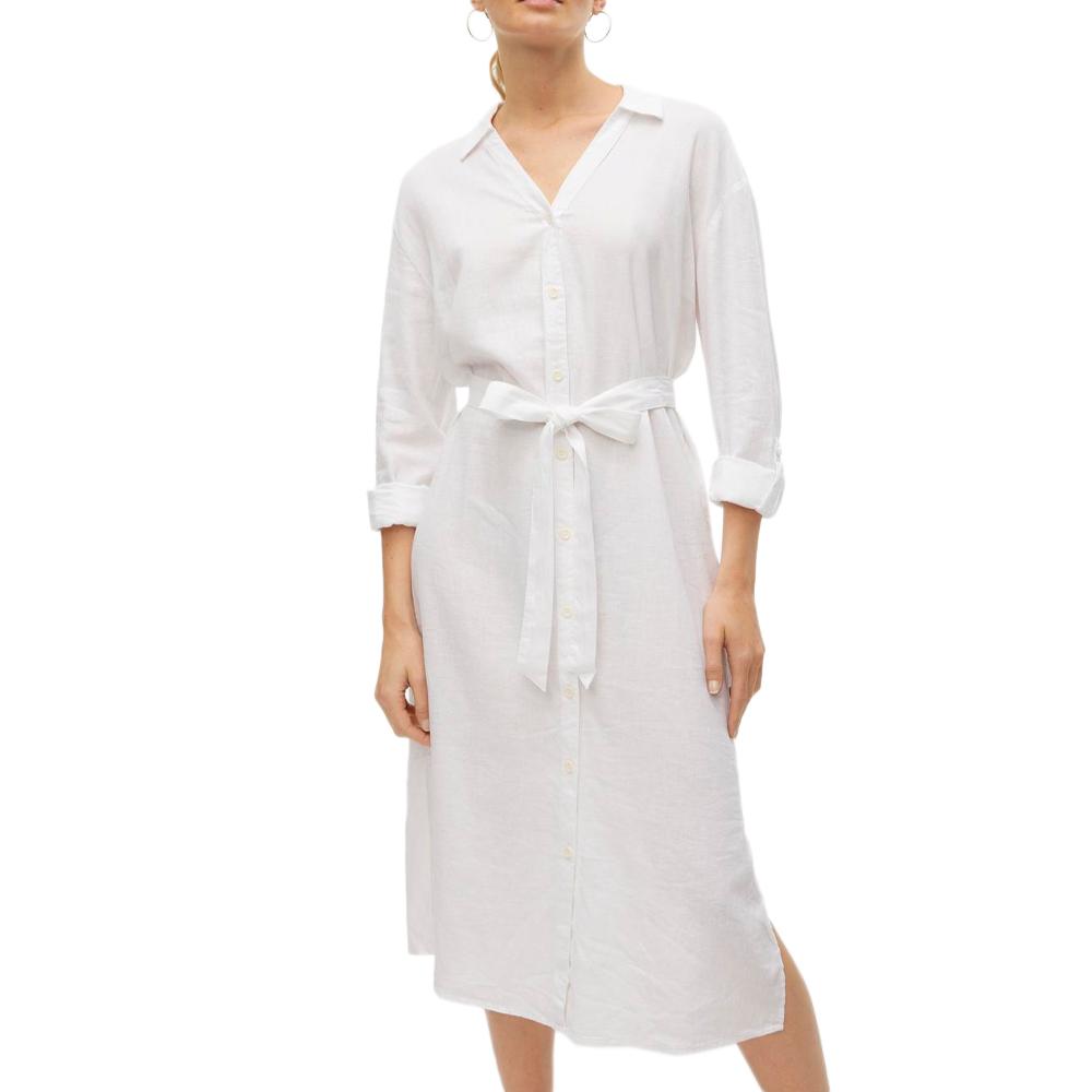 Robe Chemise Blanche Femme Vero Moda Linn pas cher