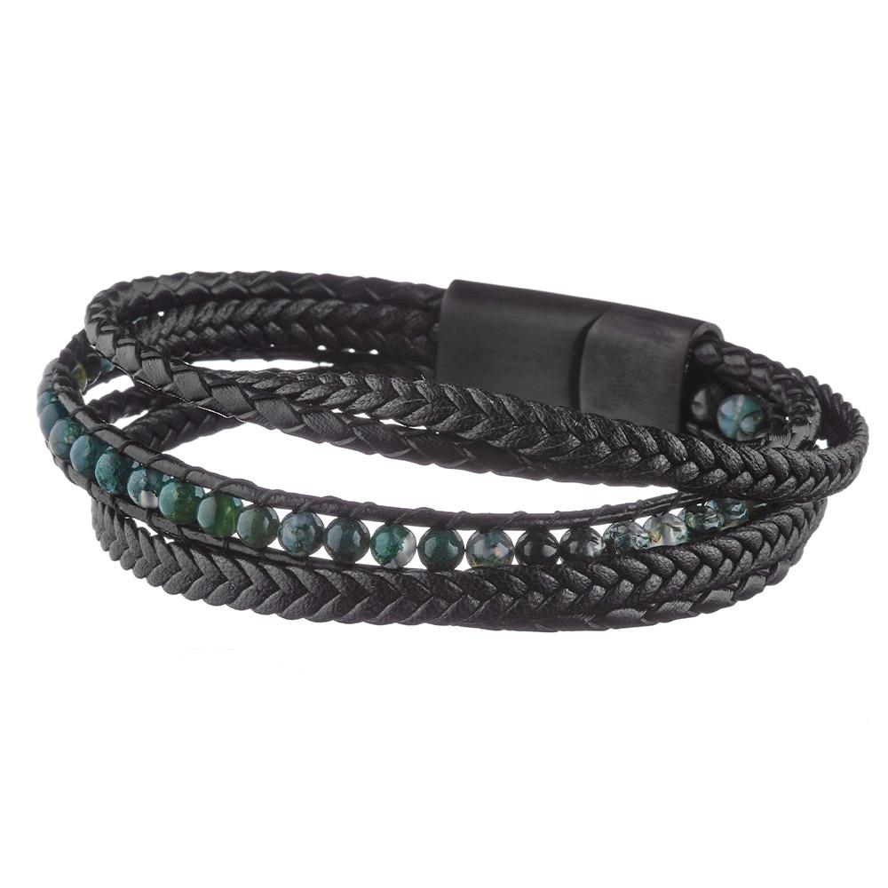 Bracelets Noir Geographical Norway Tresse Onyx pas cher