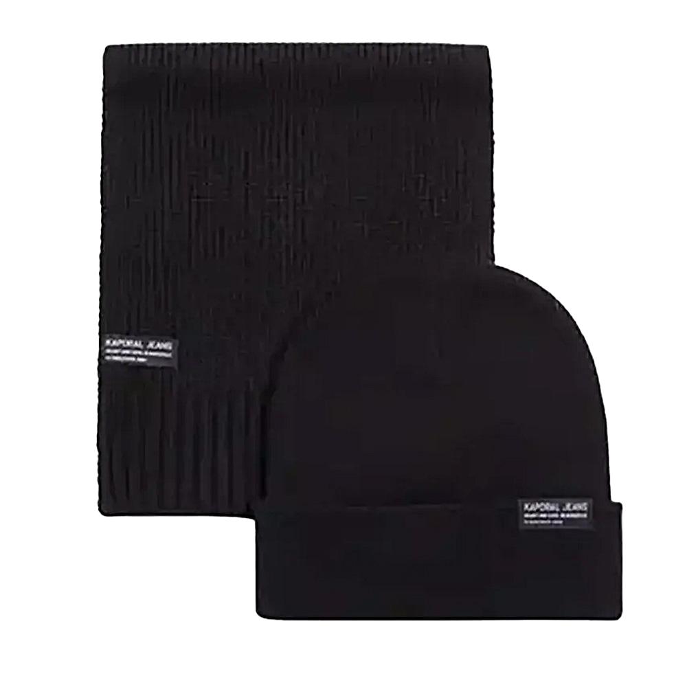 Black Men's Beanie + Scarf Set Kaporal BERA affordable