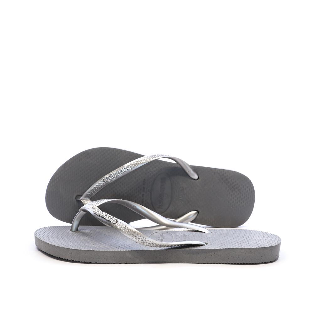Tongs Gris Femme Havaianas Slim Logo Infradito pas cher