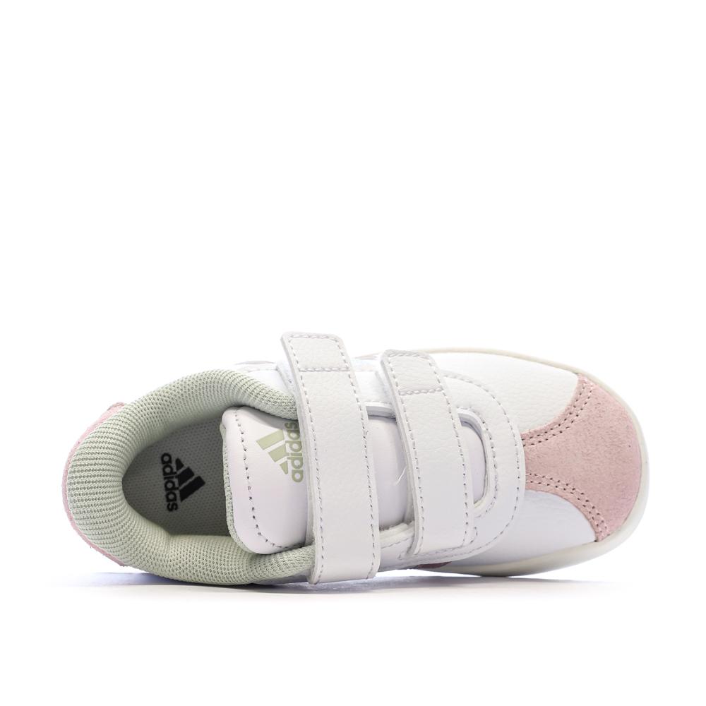Baskets Blanches/Roses/Grises Fille Adidas Court 3.0 vue 4