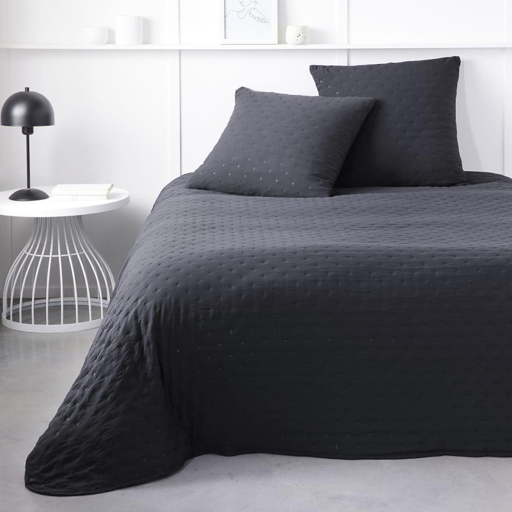 Couvre lit Noir + 2 Taies D'oreiller Today 240X220 pas cher