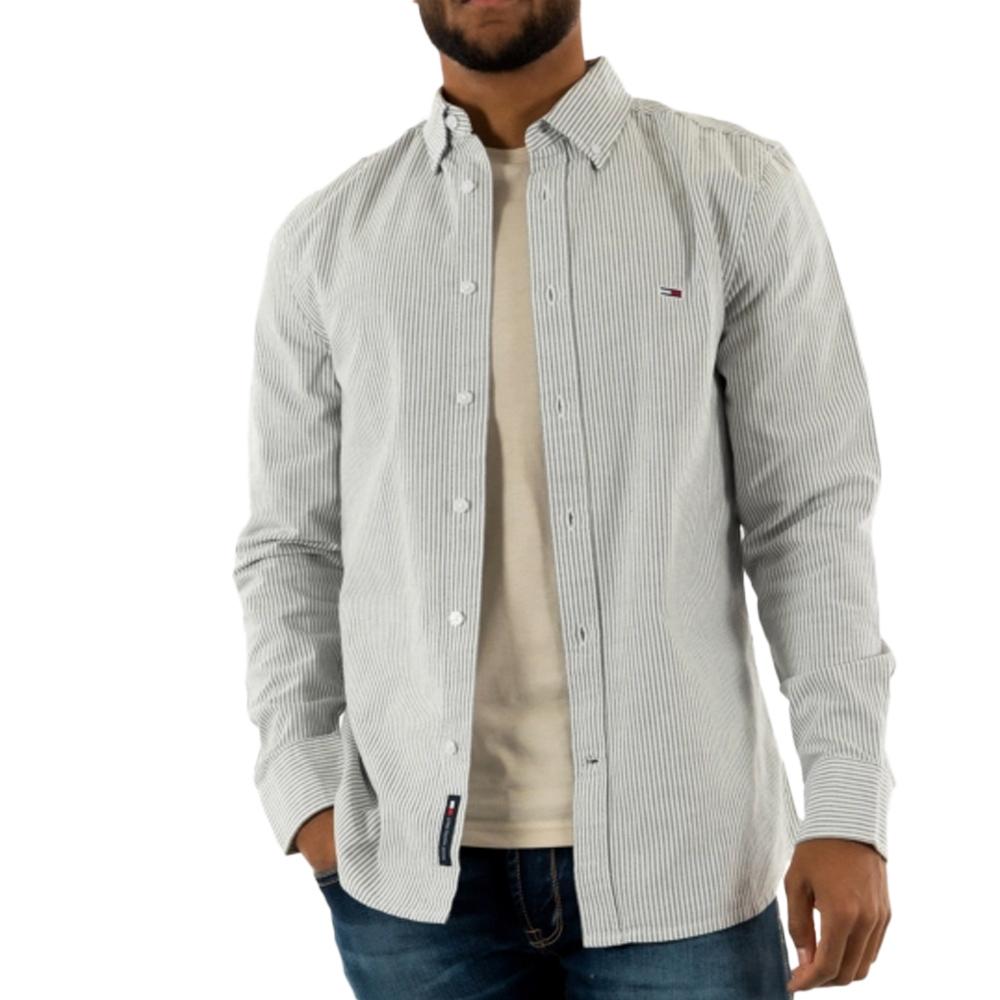Chemise Rayures Vert/Blanc Homme Tommy Hilfiger Slim Stripes pas cher