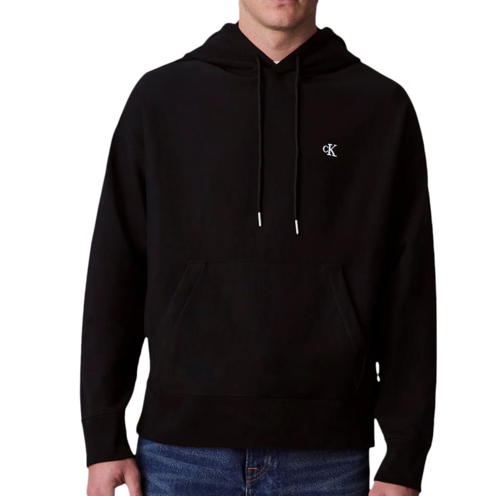 Sweat à Capuche Noir Homme Calvin Klein Jeans Premium Terry pas cher